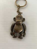 Key Chain Metal Monkey in Bronze movable arms, legs