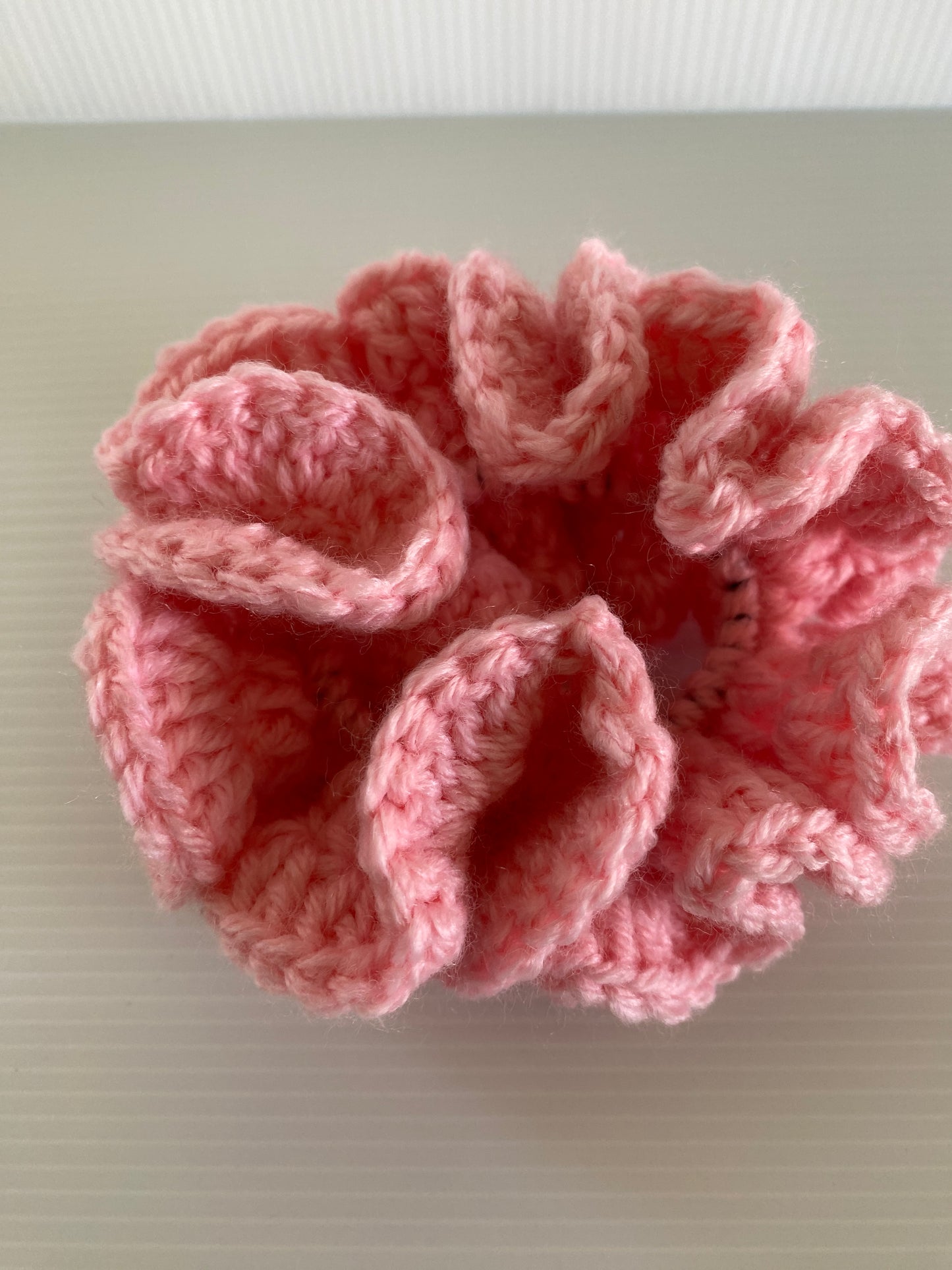 Hair Scrunchy Crochet Handmade Elasticized Full Ruffled Baby Pink
