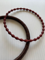 Cotton Weave Slide on Bracelet Set of 2 Brown & Burgundy Maroon Wave stretchy