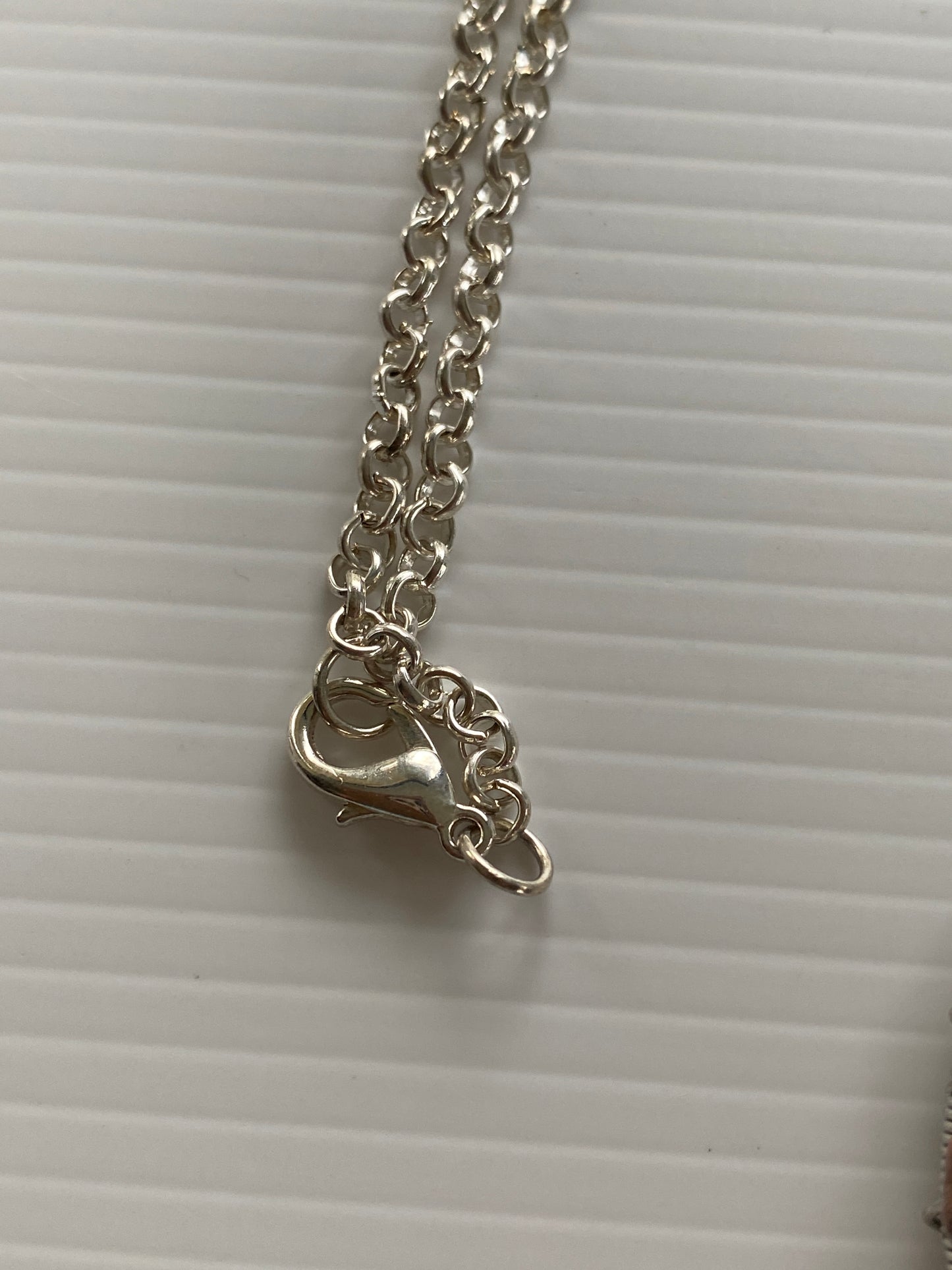 Tree of Life Rhodonite Chip  Oval Necklace Silver Plate Rolo style Chain