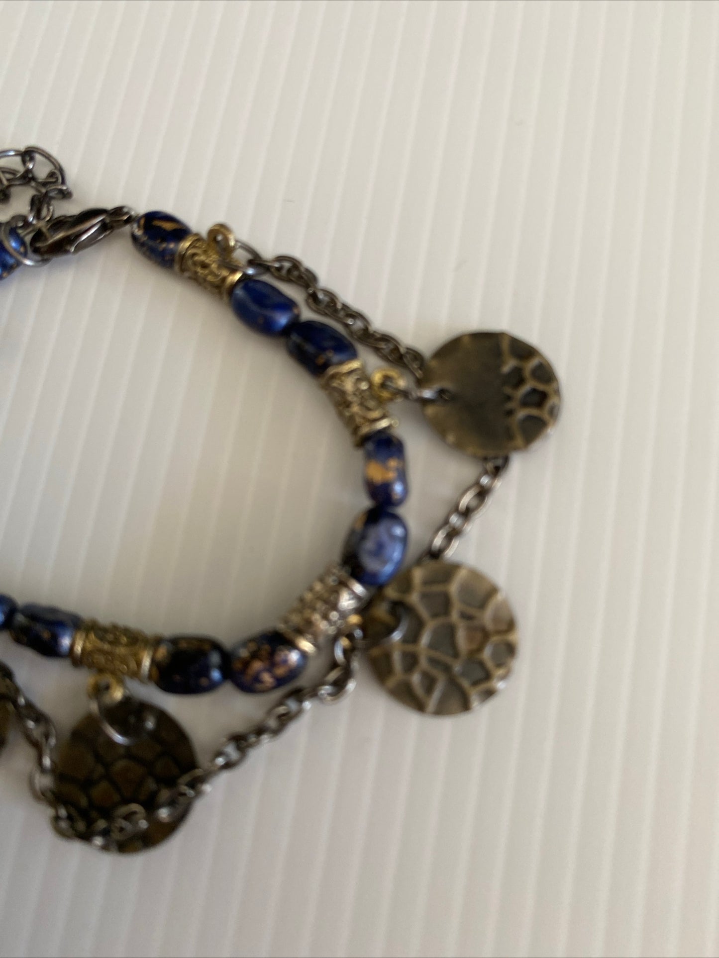 Bead & Charm Bracelet Extension Chain Gift Casual assorted Navy & Bronze tone