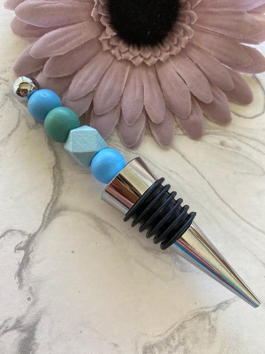 Wine Stopper Beaded Blue & Green tones Beaded Gift Idea