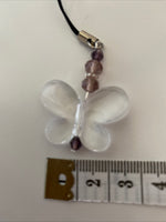 Mobile Phone Dangle Charm Clear Butterfly Glass Crystal Charm Keys zipper - Colour options