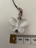 Mobile Phone Dangle Charm Clear Butterfly Glass Crystal Charm Keys zipper - Colour options