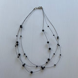 Floating Multi-Strand Black Pearl Lightweight Delicate Black Pearl Necklace