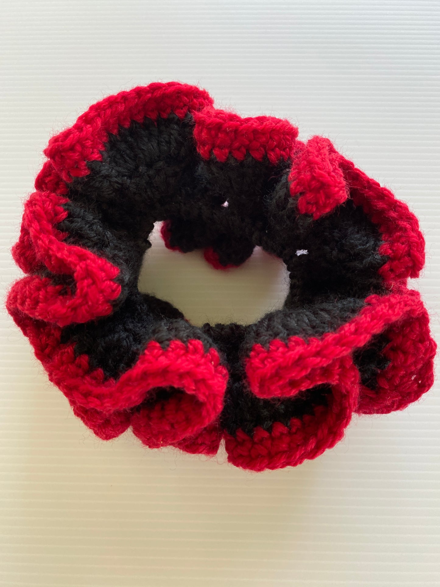 Hair Scrunchie Crochet Handmade Elastised Full Ruffled two tone footy themed