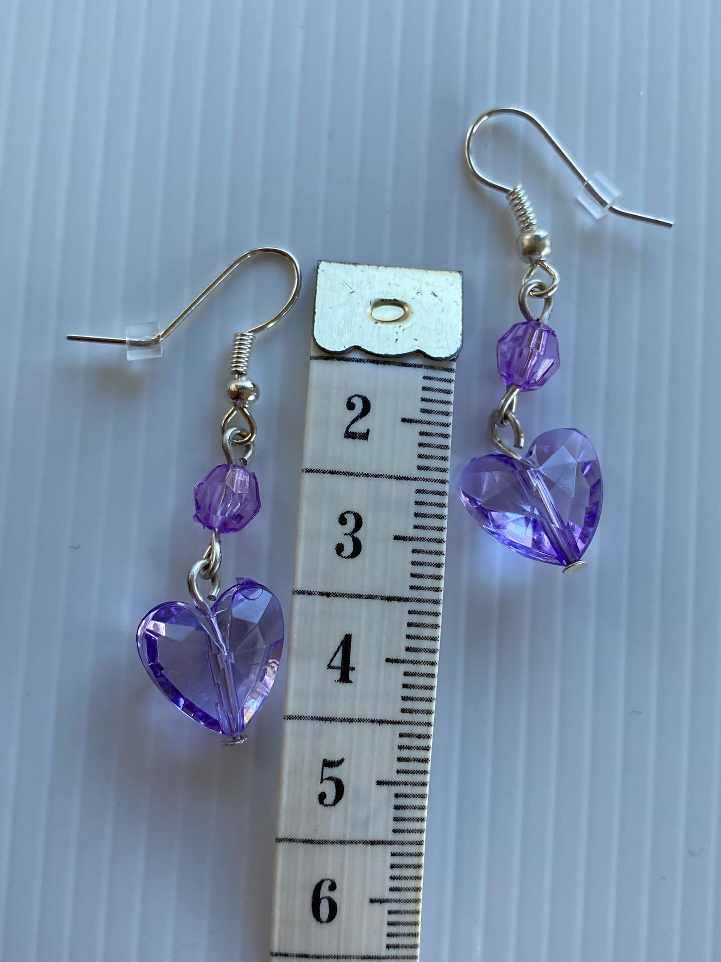 Long Dangle Purple Heart Earrings In assorted Ear Fastenings