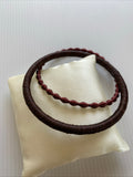 Cotton Weave Slide on Bracelet Set of 2 Brown & Burgundy Maroon Wave stretchy