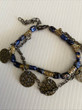 Bead & Charm Bracelet Extension Chain Gift Casual assorted Navy & Bronze tone