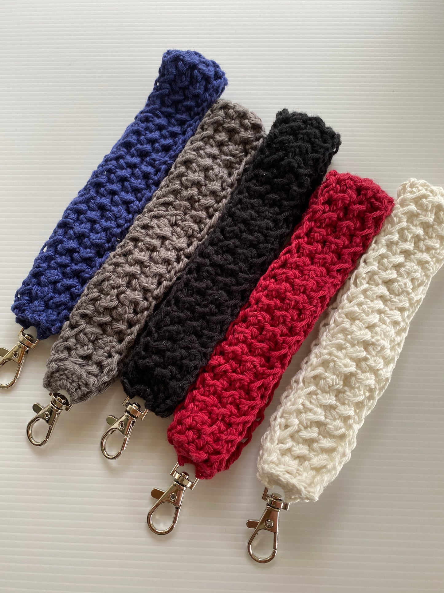 Crochet Wristlets Handmade assorted colours ideal for keys, coin purse etc