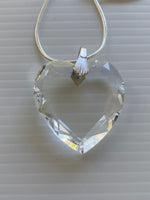 Crystal Clear Heart Pendant on Silver Plate Snake Chain Necklace