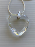Crystal Clear Heart Pendant on Silver Plate Snake Chain Necklace