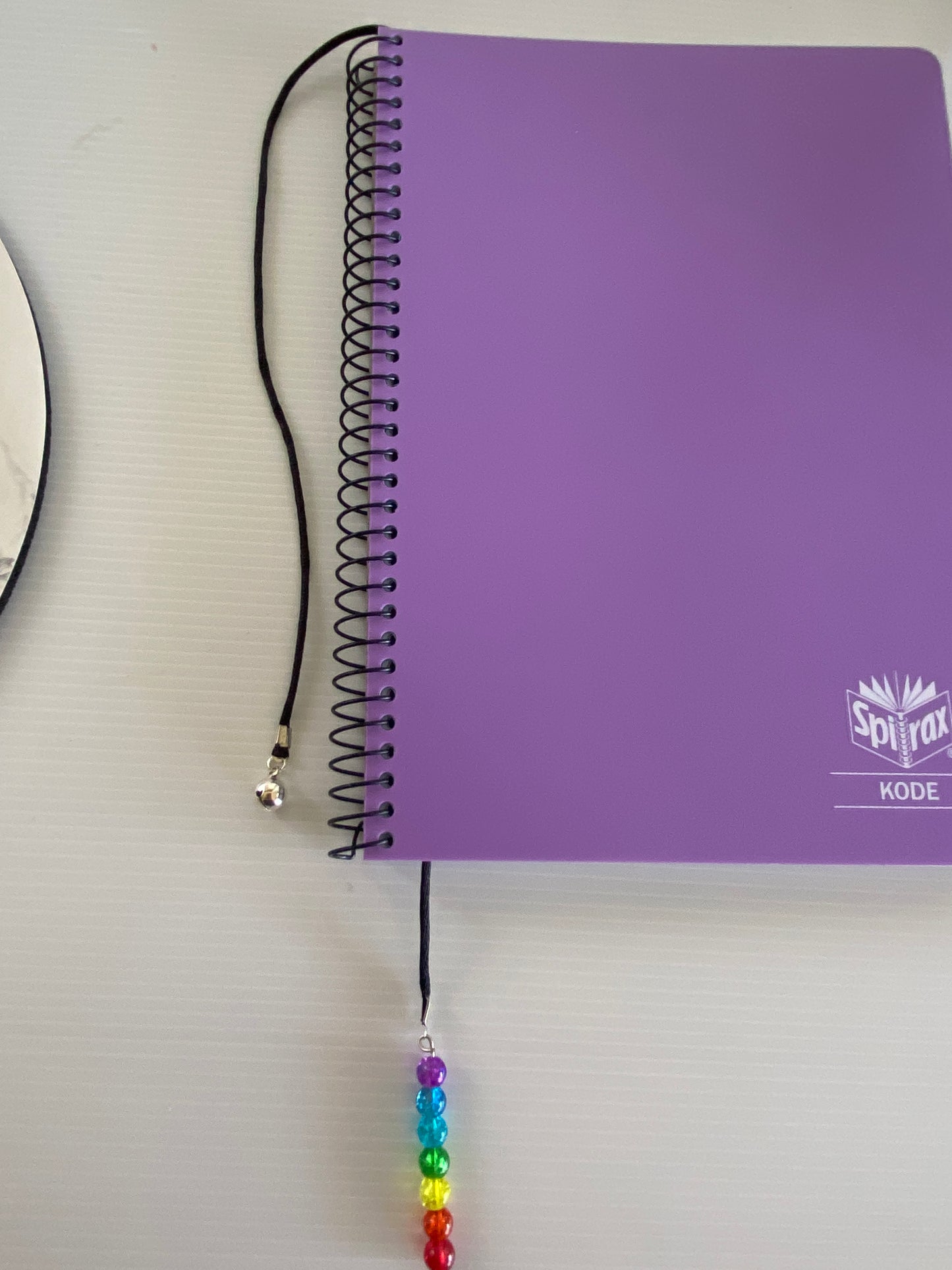 Beaded  Silk Cord Book Mark Book Thong jingle Bell Charm Chakra Colours Beads