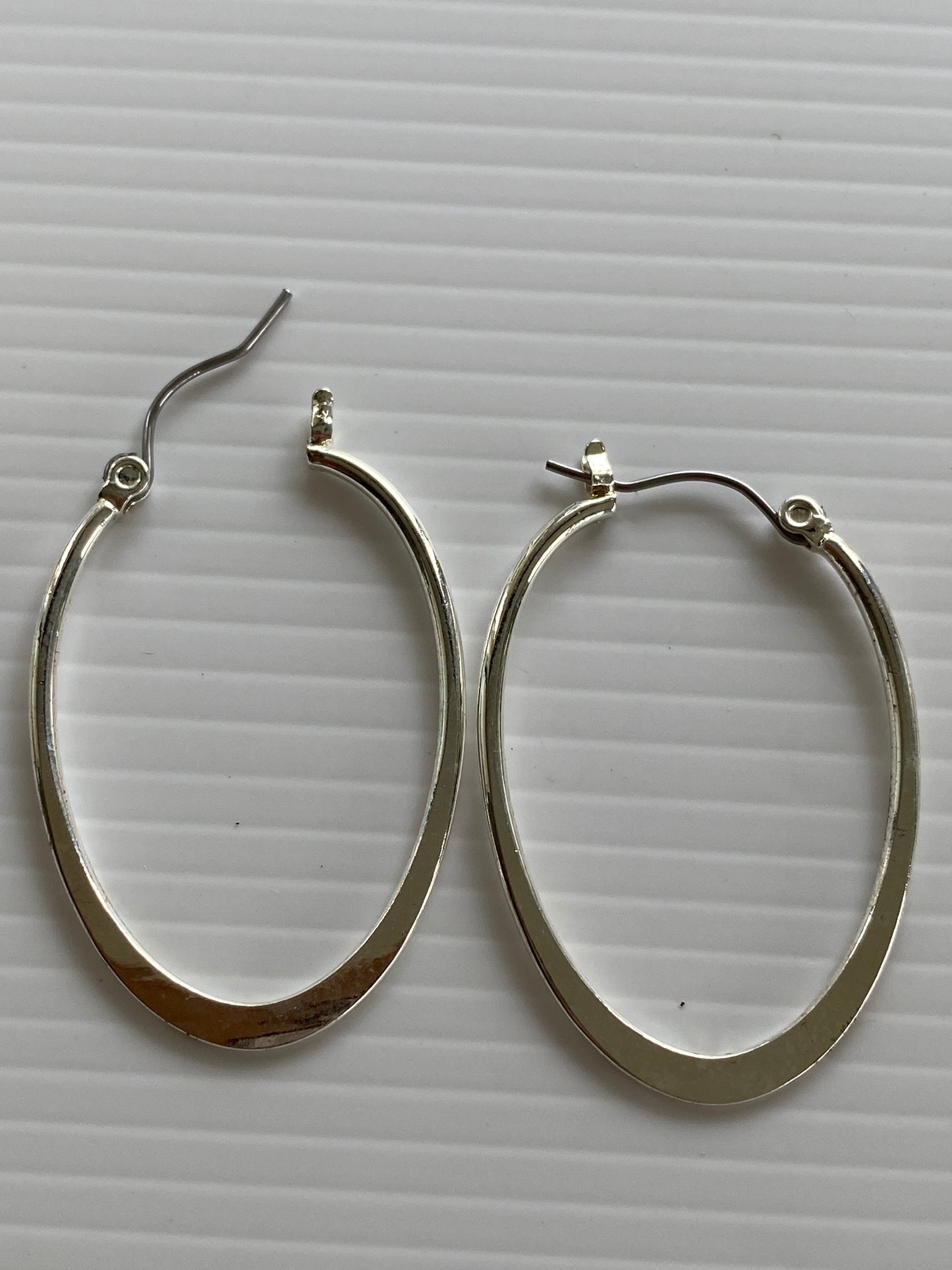 Oval Dangle Drop Pierced Earrings Silver Plate