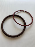 Cotton Weave Slide on Bracelet Set of 2 Brown & Burgundy Maroon Wave stretchy