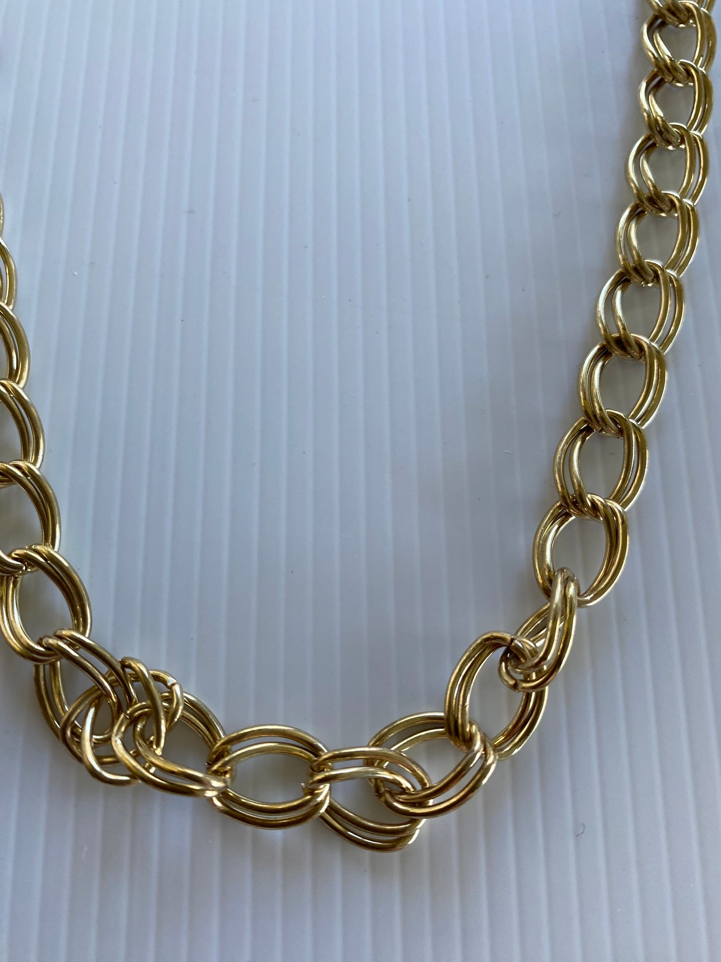Double Oval Linked Gold Plate Chain Necklace