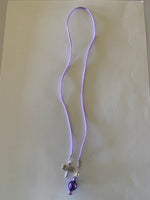 Beaded  Silk Cord BookMark Book Thong Dragonfly Charm Purple Glass Pearls gift