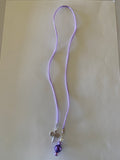 Beaded  Silk Cord BookMark Book Thong Dragonfly Charm Purple Glass Pearls gift