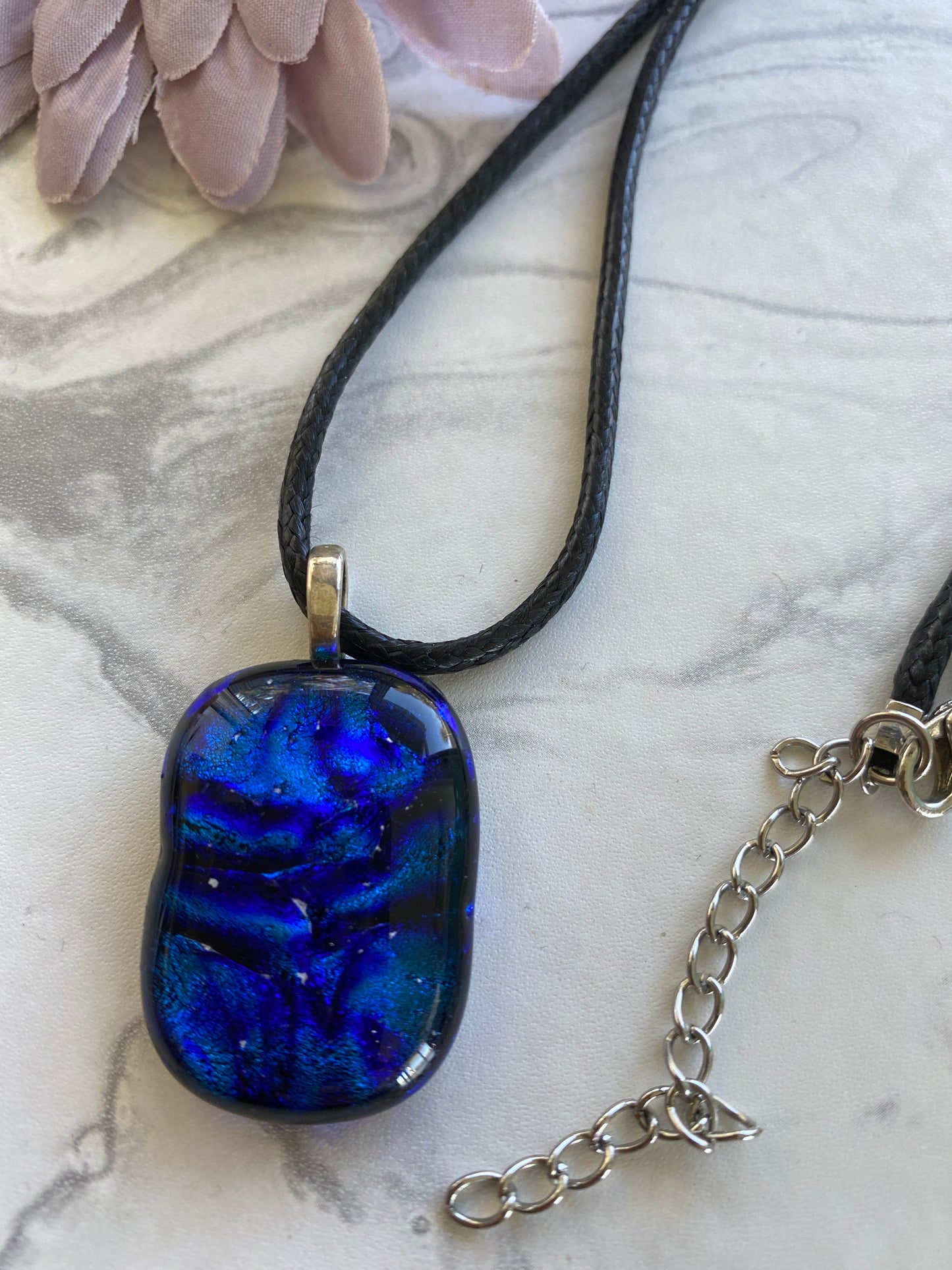 Lamp work Glass Rectangle Pendant Necklace