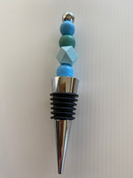 Wine Stopper Beaded Blue & Green tones Beaded Gift Idea