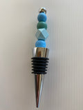 Wine Stopper Beaded Blue & Green tones Beaded Gift Idea