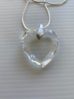 Crystal Clear Heart Pendant on Silver Plate Snake Chain Necklace