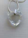 Crystal Clear Heart Pendant on Silver Plate Snake Chain Necklace