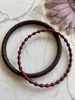 Cotton Weave Slide on Bracelet Set of 2 Brown & Burgundy Maroon Wave stretchy