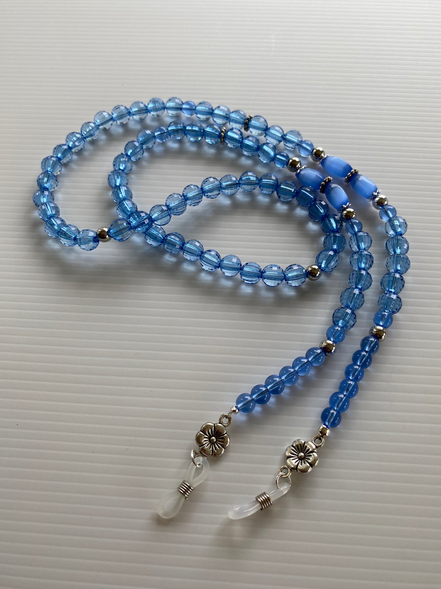 Blue CatsEye Eyeglass Sunglass Spectacle Beaded Chain Holder