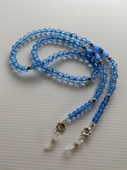 Blue CatsEye Eyeglass Sunglass Spectacle Beaded Chain Holder