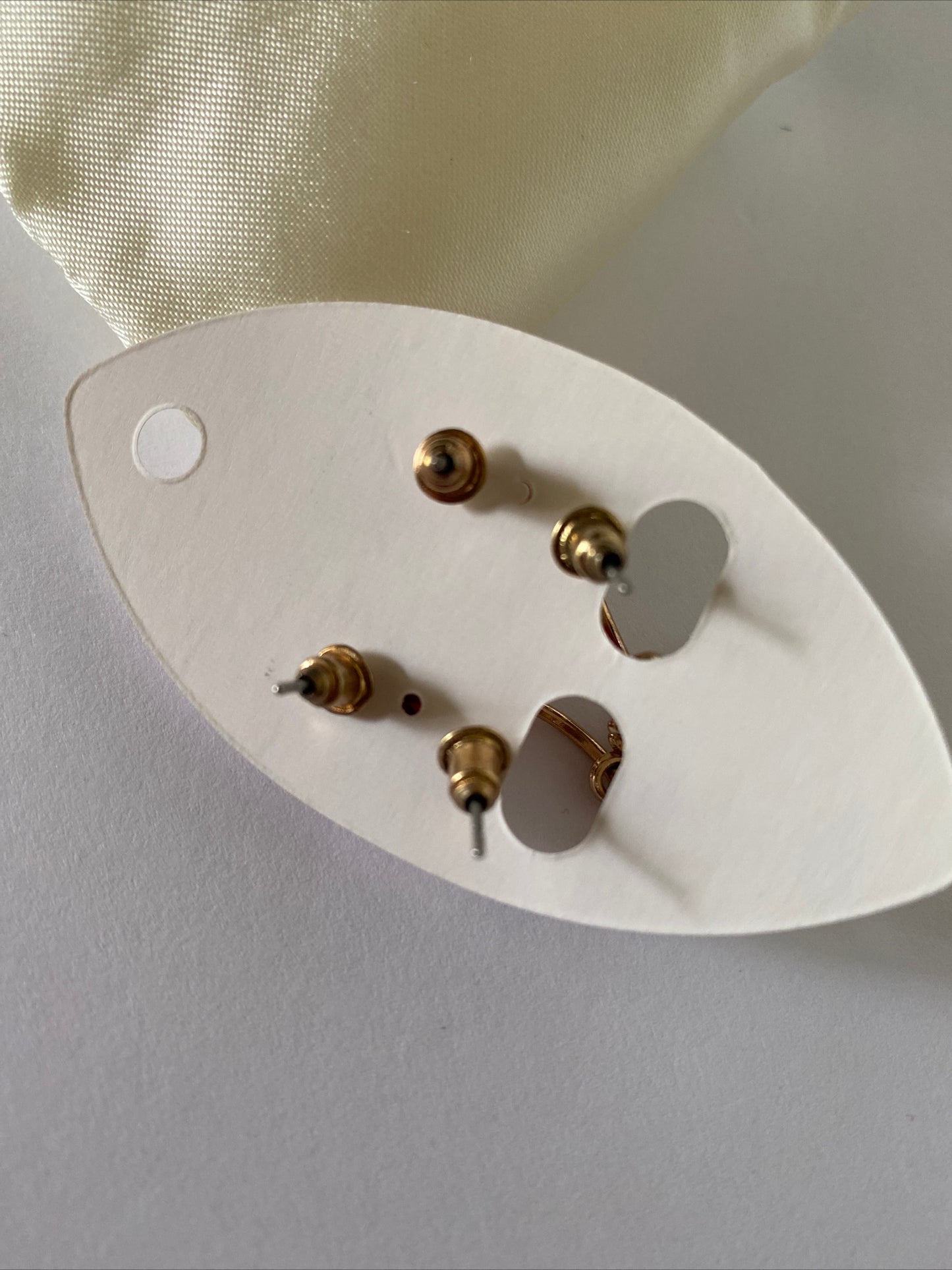 Christmas Bon Bon Twin Set Earrings Pierced Gold Plate Festive Red Bow Stud  Bonbon Hoop