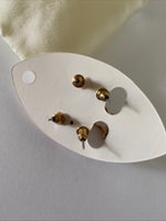 Christmas Bon Bon Twin Set Earrings Pierced Gold Plate Festive Red Bow Stud  Bonbon Hoop
