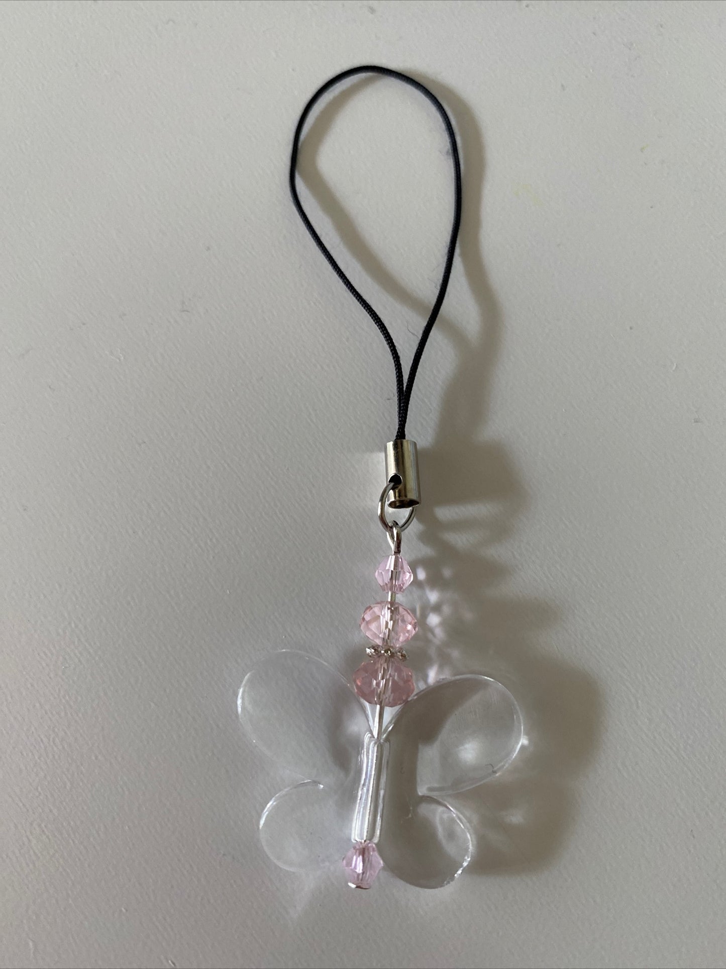 Mobile Phone Dangle Charm Clear Butterfly Glass Crystal Charm Keys zipper - Colour options