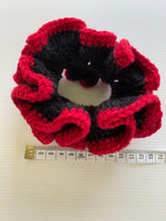 Hair Scrunchie Crochet Handmade Elastised Full Ruffled two tone footy themed