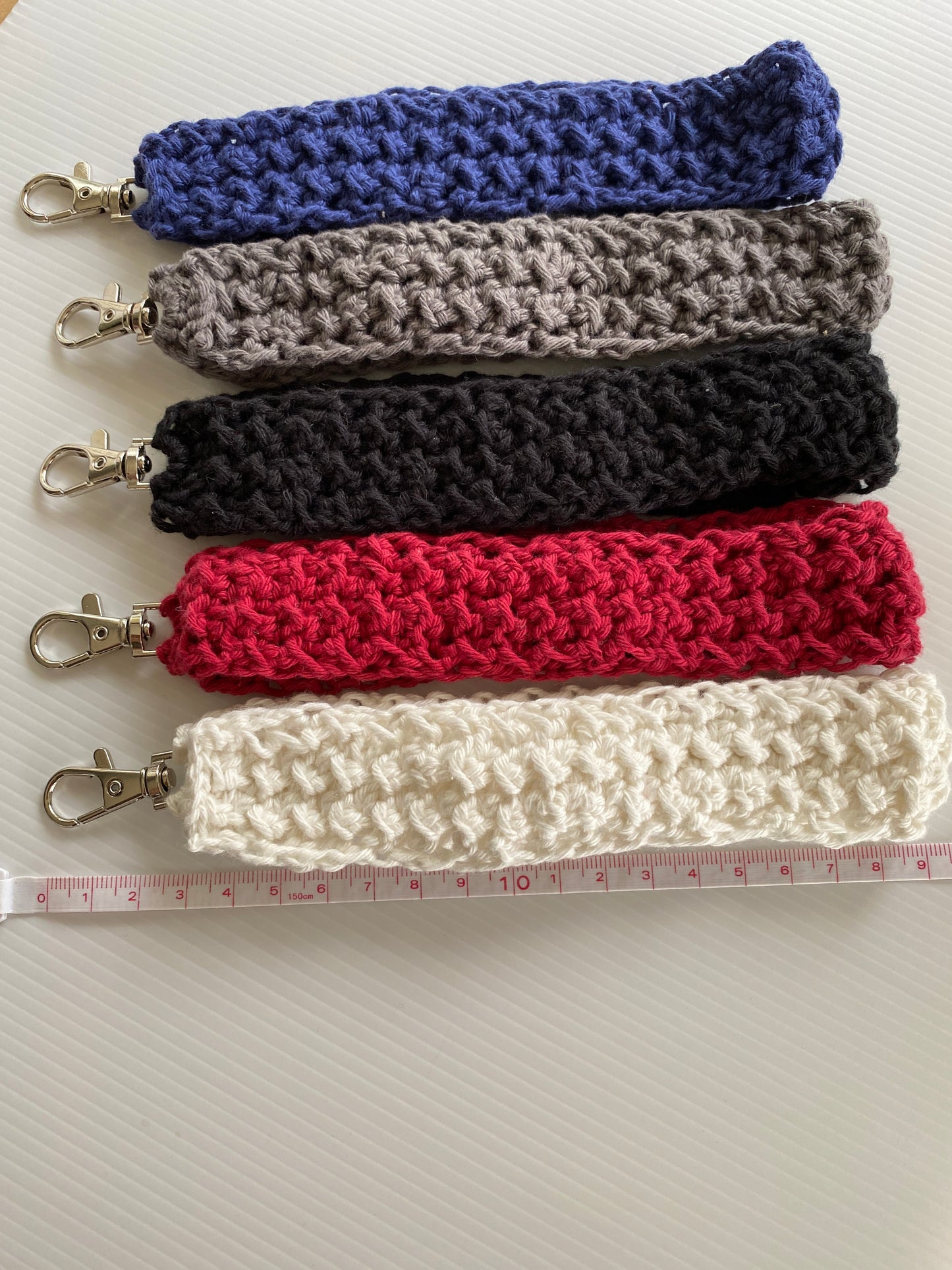 Crochet Wristlets Handmade assorted colours ideal for keys, coin purse etc