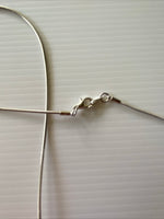 Blue Glass Pearl Round Drop Pendant Necklace Stretch  Silver Wire chain