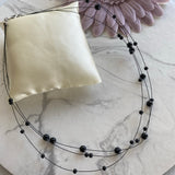 Floating Multi-Strand Black Pearl Lightweight Delicate Black Pearl Necklace