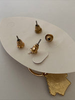 Christmas Twin Set Holly Studs House Hoop Earrings Pierced Gold Plate  Festive