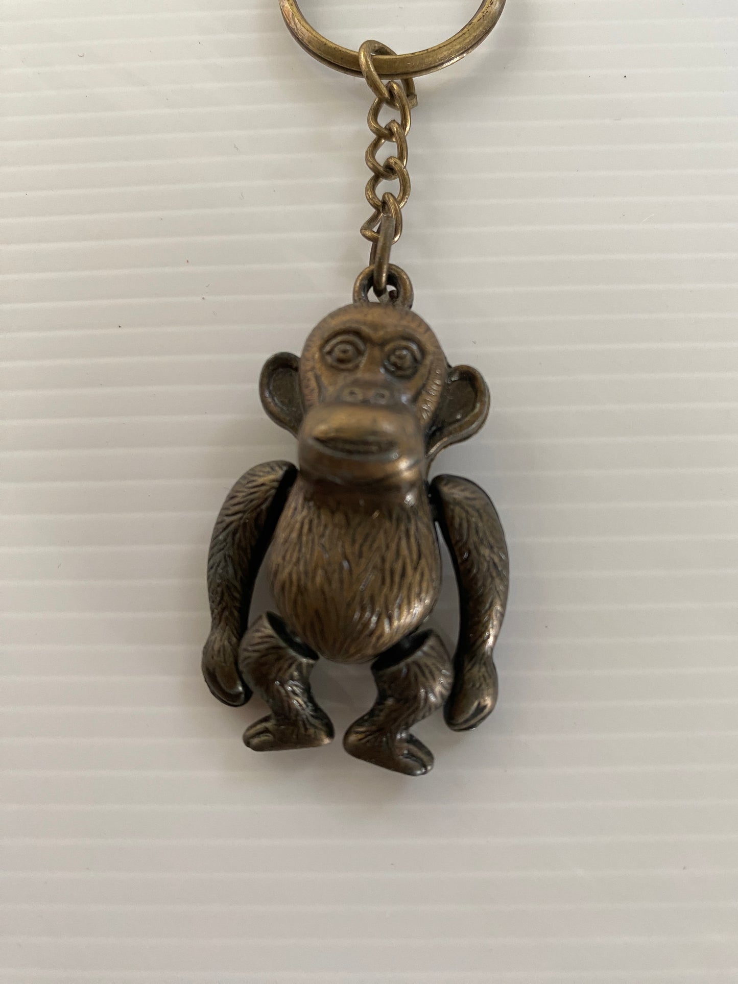 Key Chain Metal Monkey in Bronze movable arms, legs