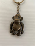Key Chain Metal Monkey in Bronze movable arms, legs