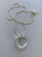 Crystal Clear Heart Pendant on Silver Plate Snake Chain Necklace
