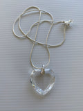 Crystal Clear Heart Pendant on Silver Plate Snake Chain Necklace