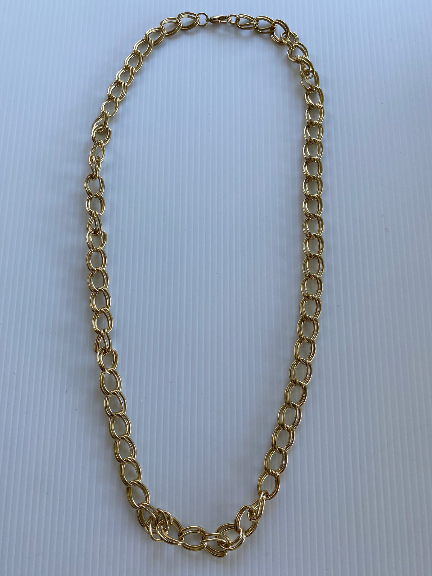 Double Oval Linked Gold Plate Chain Necklace