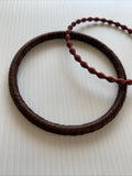 Cotton Weave Slide on Bracelet Set of 2 Brown & Burgundy Maroon Wave stretchy