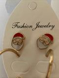Christmas Twin Pierced Earring Set Santa Studs & Bauble Hoops  Gold Plate