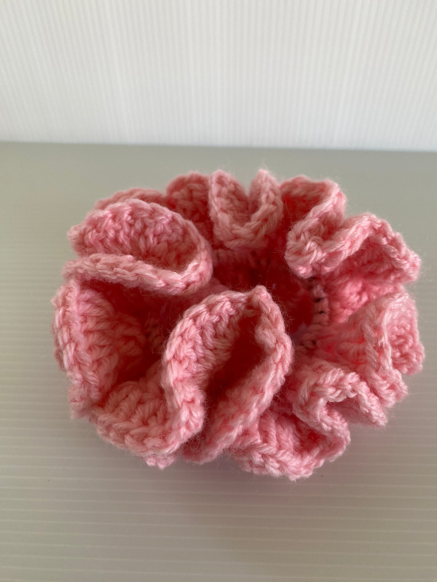 Hair Scrunchy Crochet Handmade Elasticized Full Ruffled Baby Pink
