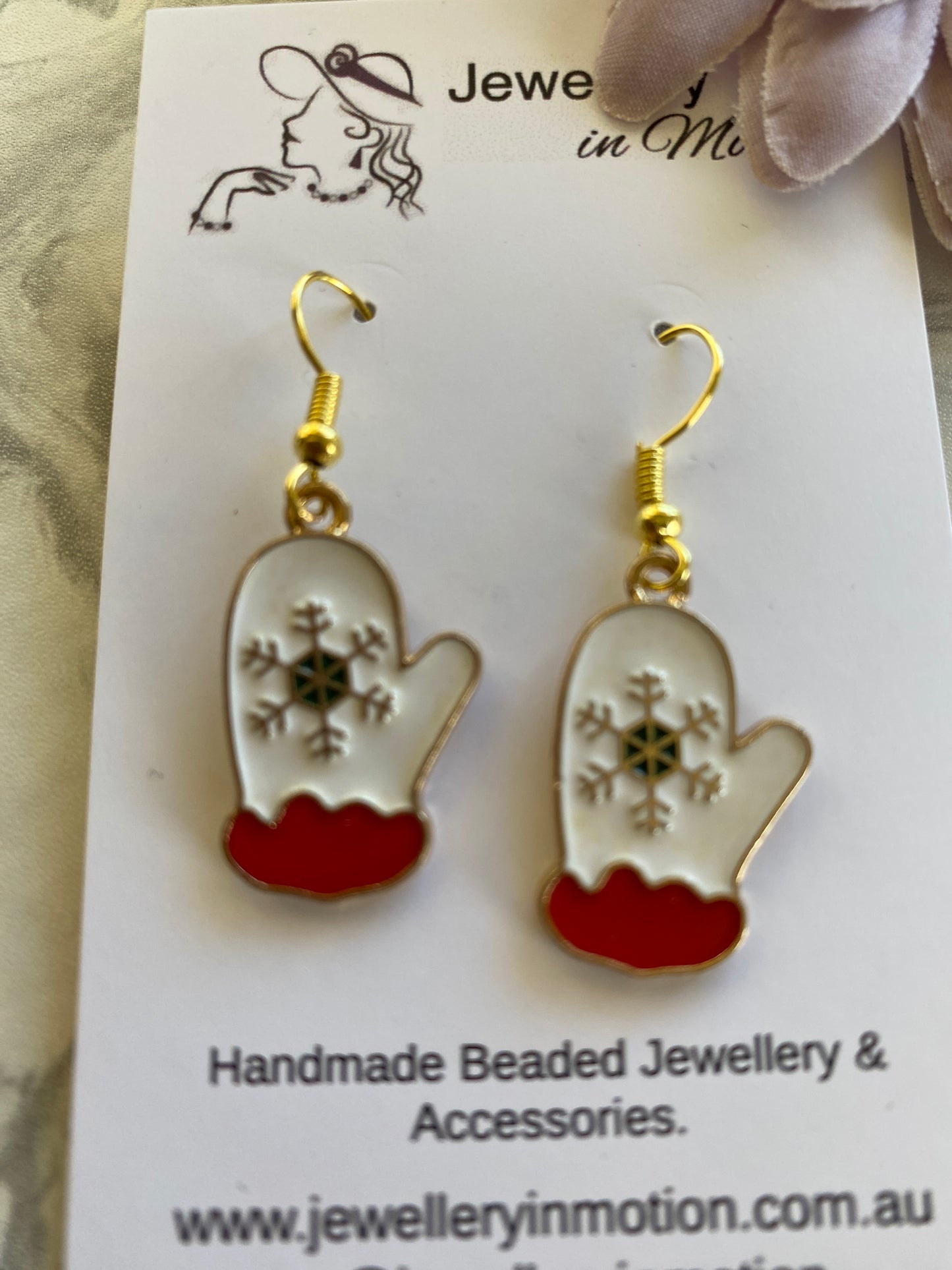 Christmas Earrings Enamel Gold Plated Pierced - assorted designs