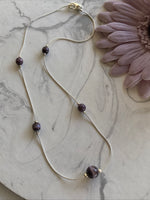 Short Choker Length Silver Chain Purple Pearl float Necklace