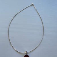 Retro Style Round Red Pendant with Diamantes on Silver Plate Necklace