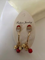 Christmas Twin Pierced Earring Set Santa Studs & Bauble Hoops  Gold Plate